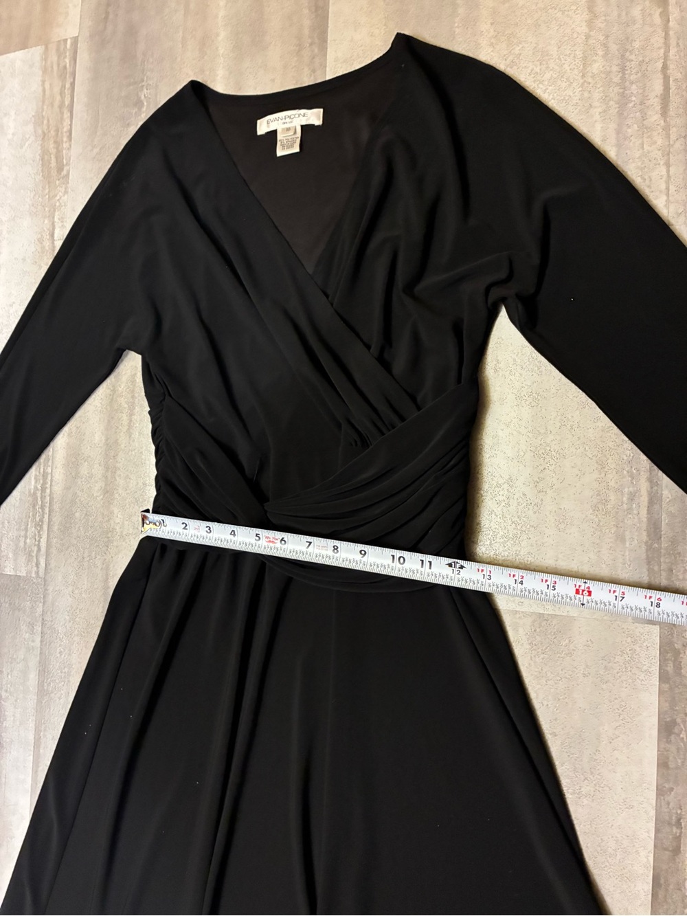 Evan Picone Black Long-Sleeve V-Neck Wrap Dress - Picture 7 of 8